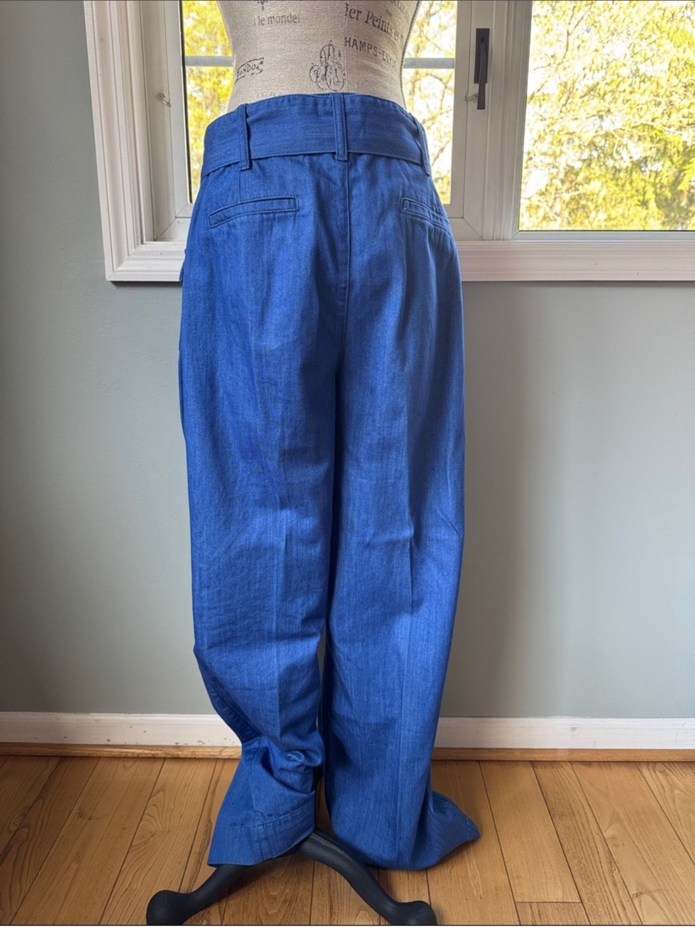 Sézane Phil Trousers in Cobalt Blue Wide leg and belted in Size French 42/US 10 - Picture 6 of 12